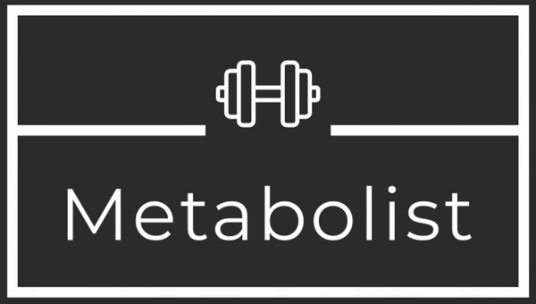 Logo of 'Metabolist' with a barbell icon on a black background