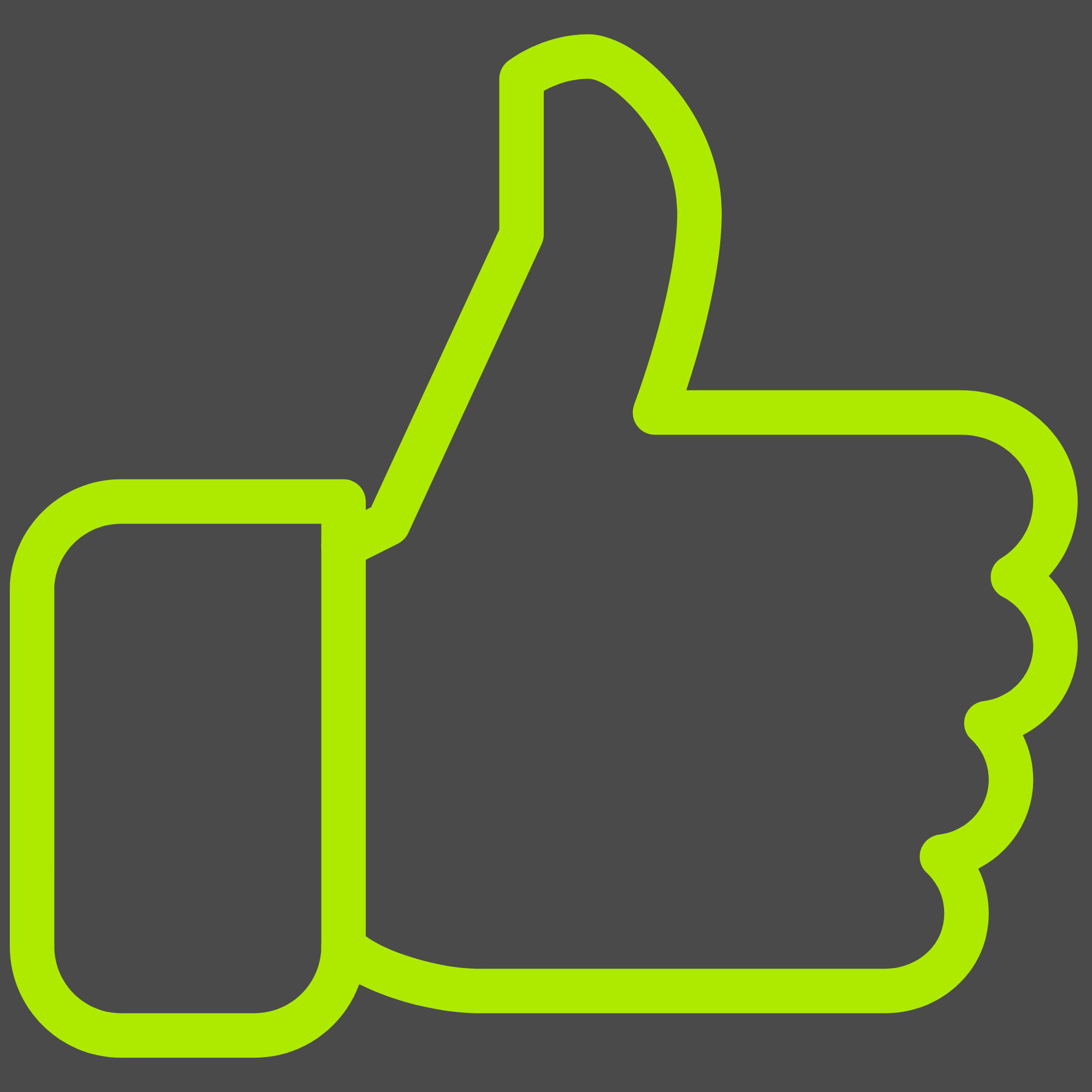Green outline of a like button on a gray background
